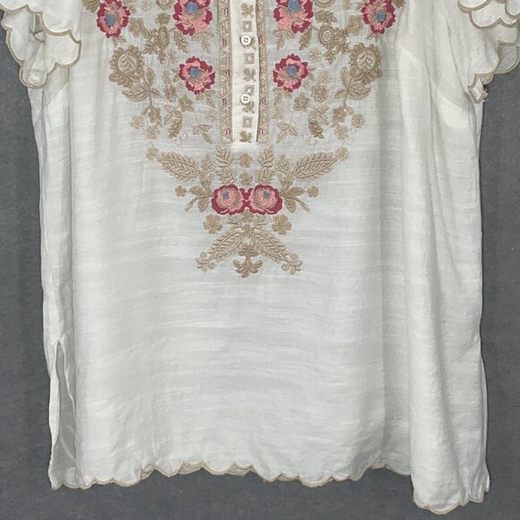 Andree by Unit Top Women 1X Floral Embroidered Short‎ Sleeve Lightweight Blouse - Picture 5 of 12